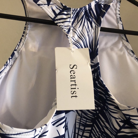 Seartist bikini- blue and white- size M- racerback top- high waisted bottom - Picture 6 of 6